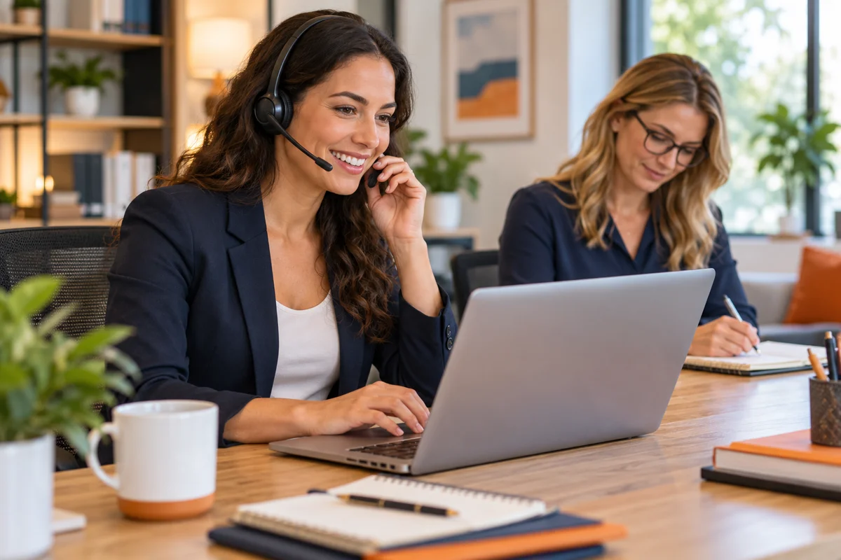 Customer service coordinator preparing a personalized follow-up